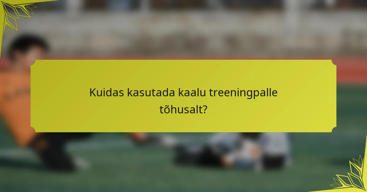 Kuidas kasutada kaalu treeningpalle tõhusalt?
