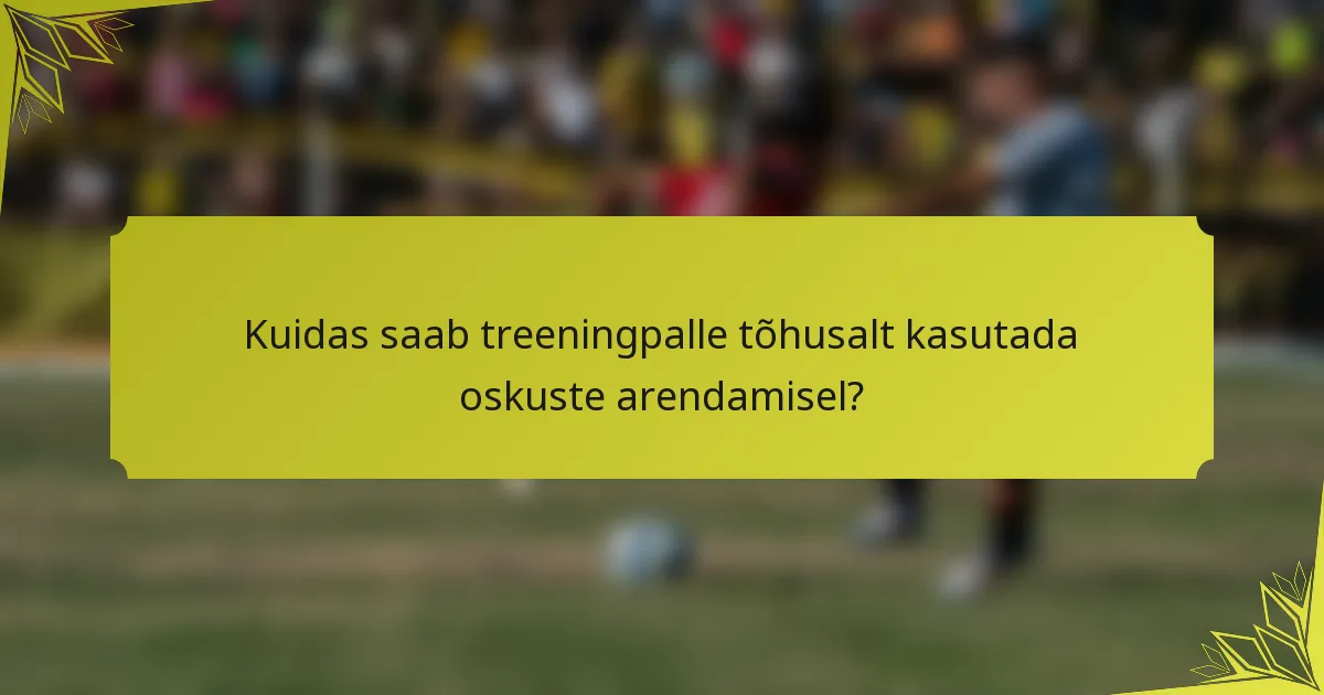 Kuidas saab treeningpalle tõhusalt kasutada oskuste arendamisel?