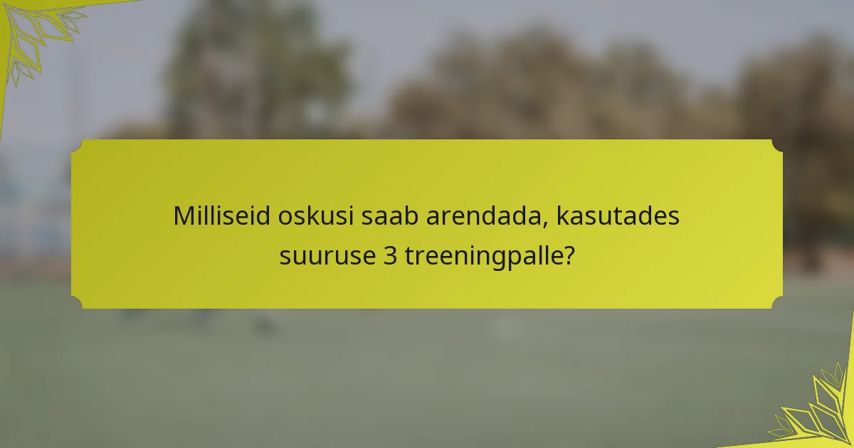 Milliseid oskusi saab arendada, kasutades suuruse 3 treeningpalle?